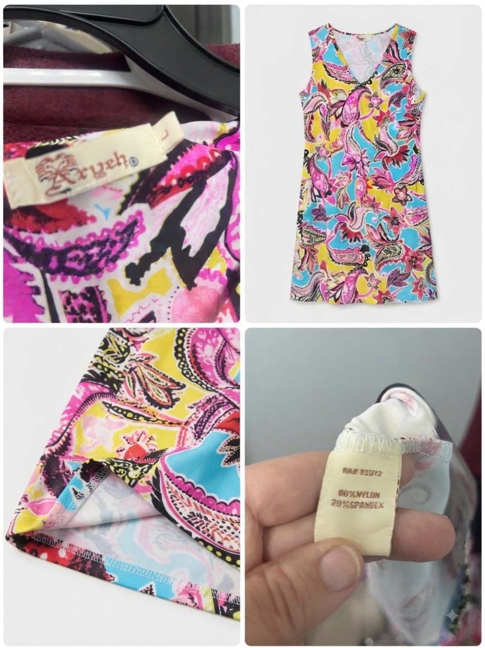 Aryeh Pink Yellow Blue Paisley Mini Dress
